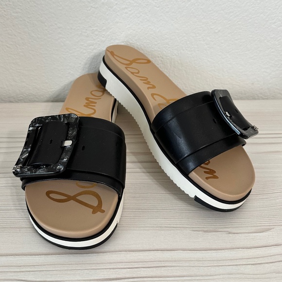 Size 8.5 Sam Edelman Ariane Black Slide Sandals - Picture 1 of 10